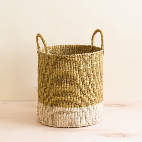 Mustard Floor Basket with Handle - Natural Baskets | LIKHÂ