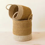 Mustard Baskets with Handle, set of 2 - Cylinder Baskets | LIKHA