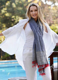 Nile Blue Cotton Scarf with Tassels