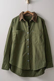 Contrast Corduroy Collar Shirt Jacket green