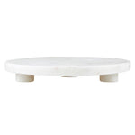 White Marble Footed Tray - 8" Dia Round