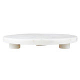 White Marble Footed Tray - 8" Dia Round