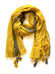 Del Sol Tassel Cotton Scarf Mustard Grey