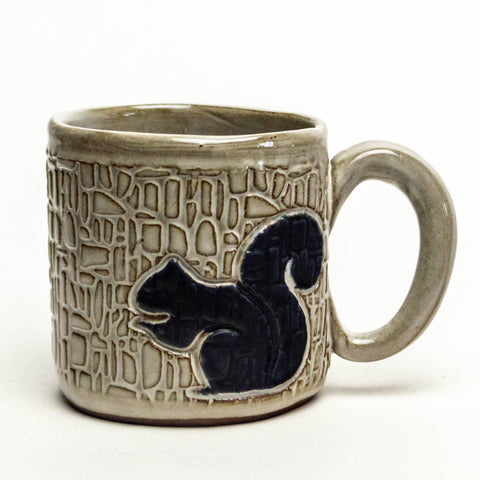 Black Squirrel Handmade in Ohio Ceramic 10oz White Mug