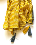 Del Sol Tassel Cotton Scarf Mustard Grey