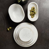 White Marble Footed Tray - 10" Dia Round