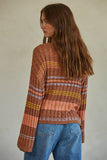 JUNIPER STRIPED PULLOVER: Camel Multi / M