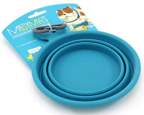 Messy Mutts Silicone Collapsible Bowl Blue Small