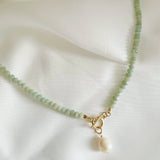 Salty Amazonite Pearl Toggle Necklace Gold Filled