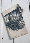 Organic Cotton Garlic Tea Towel - Black - Gardeners Towel