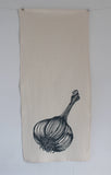 Organic Cotton Garlic Tea Towel - Black - Gardeners Towel