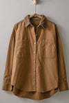 Contrast Corduroy Collar Shirt Jacket green