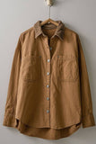 Contrast Corduroy Collar Shirt Jacket green