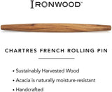 Ironwood French Rolling Pin, Acacia, 20"