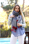 Nile Blue Cotton Scarf with Tassels