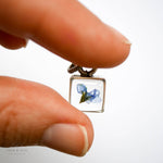 Tiny Square Pendant: Forgetmenot / Silver / 18" Plain Chain