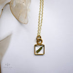 Tiny Square Pendant: Forgetmenot / Silver / 18" Plain Chain