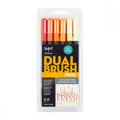 Dual Brush Pen 6 Color Set Orange Blendables