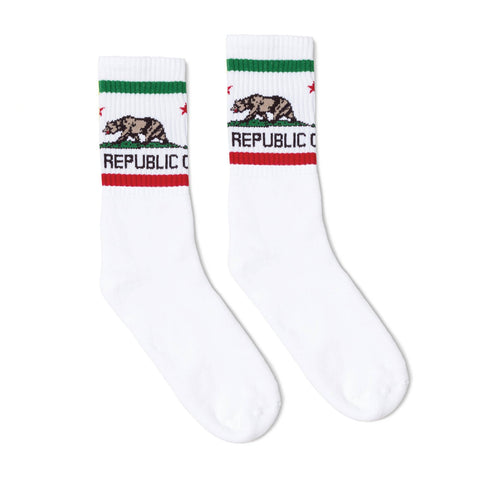 SOCCO w/Cali Bear Crew White Sock Small