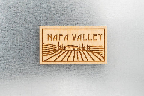 Napa Valley Rectangle Wood Magnet