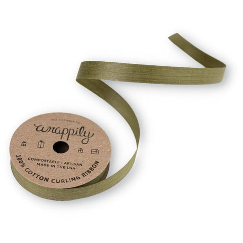 Natural Cotton Curling Ribbon - Green