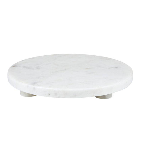 White Marble Footed Tray - 10" Dia Round