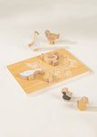 Set of 6 Barnyard Animals on Wooden Plate