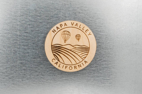 Napa Valley Circle Wood Magnet
