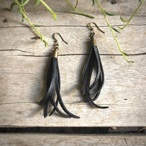 ROADHOUSE COLLECTION: Mini Tassel Earrings - Black