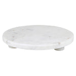 White Marble Footed Tray - 8" Dia Round