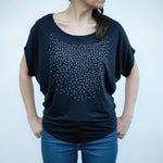 Meteor Shower Dolman Sleeve Organic Bamboo Cotton Tee Black large