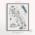 Napa Valley Map Print - blue  11” x 14”