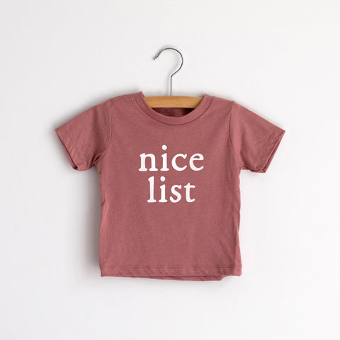 Nice List Mauve Kids Christmas Tee size 3T