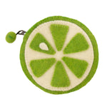 Lime Slice Felt Coin Purse