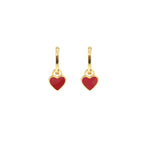 Heart Enamel Huggie Hoop Earrings: 18K Gold Vermeil / Red